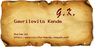 Gavrilovits Kende névjegykártya